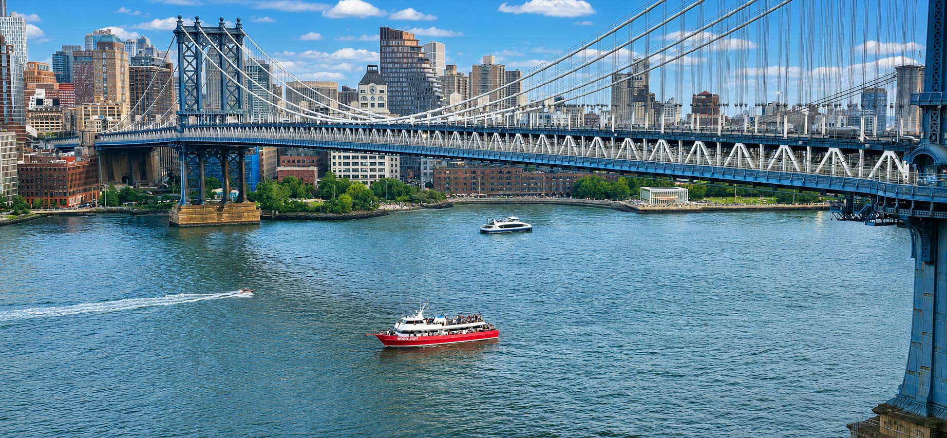 Lower Manhattan skyline cruise view