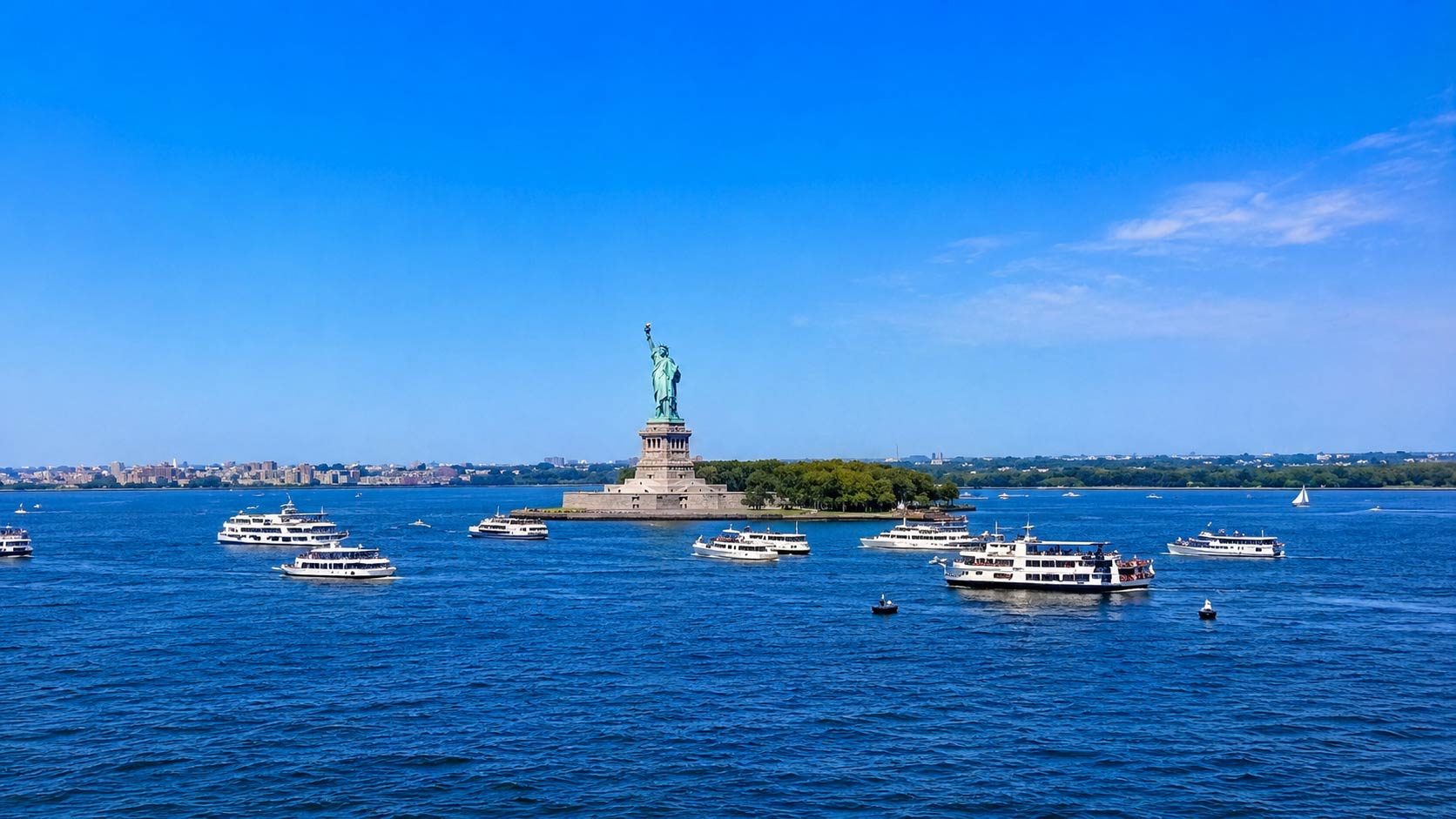 Statue of Liberty view from a New York sightseeing cruise