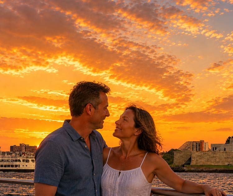 Private romantic New York Harbor cruise with Manhattan skyline views